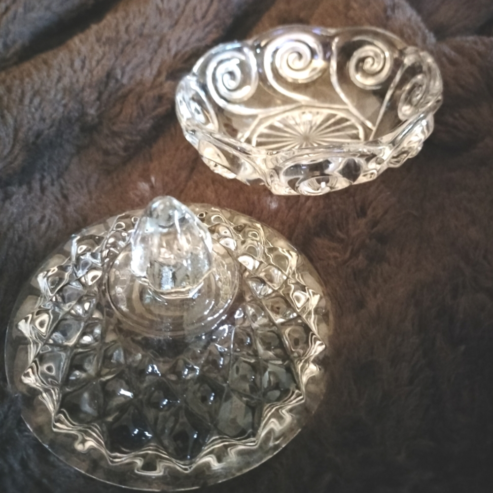 Vintage glass dish with lid